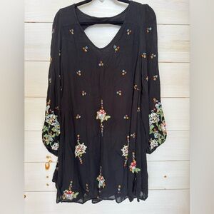 Free People Black Embroidered Dress